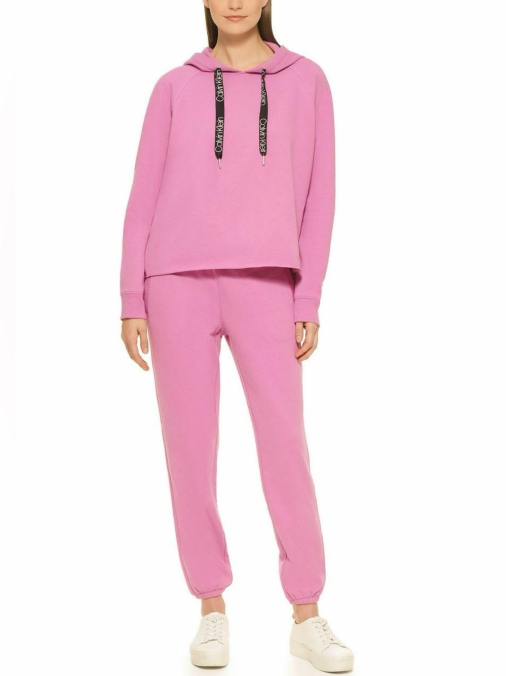 Calvin Klein Cozy Relaxed Fleece Logo Hoodie- In Color Lush